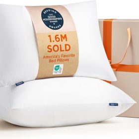 Queen Full Bed Pillows 28x19 Inch, Soft Down Filling For Side, Back & Stomach Sleepers (Option: White)