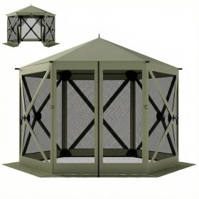 10 x 11 ft Pop Up Gazebo Screen Tent, Portable Instant Camping Canopy Screen House with Nettings, Carry Bag, Dark Green (Option: Dark Green-1440x175x185 mm)